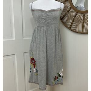 Johnny Was JWLA Dress Babydoll Y2K Sz XS Gray Floral Embroidered  Boho Hippie